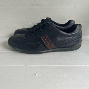 Ecco Chandler Mens 46 Sz 12  Black Leather Comfort Casual Sneakers Shoes